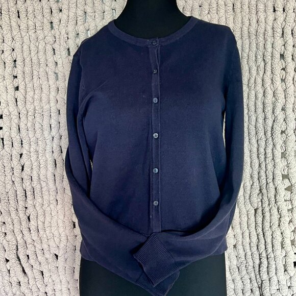 2 H&M Fine Knit Crewneck Cardigans Navy Blue & Medium Blue SIze M - Picture 10 of 16